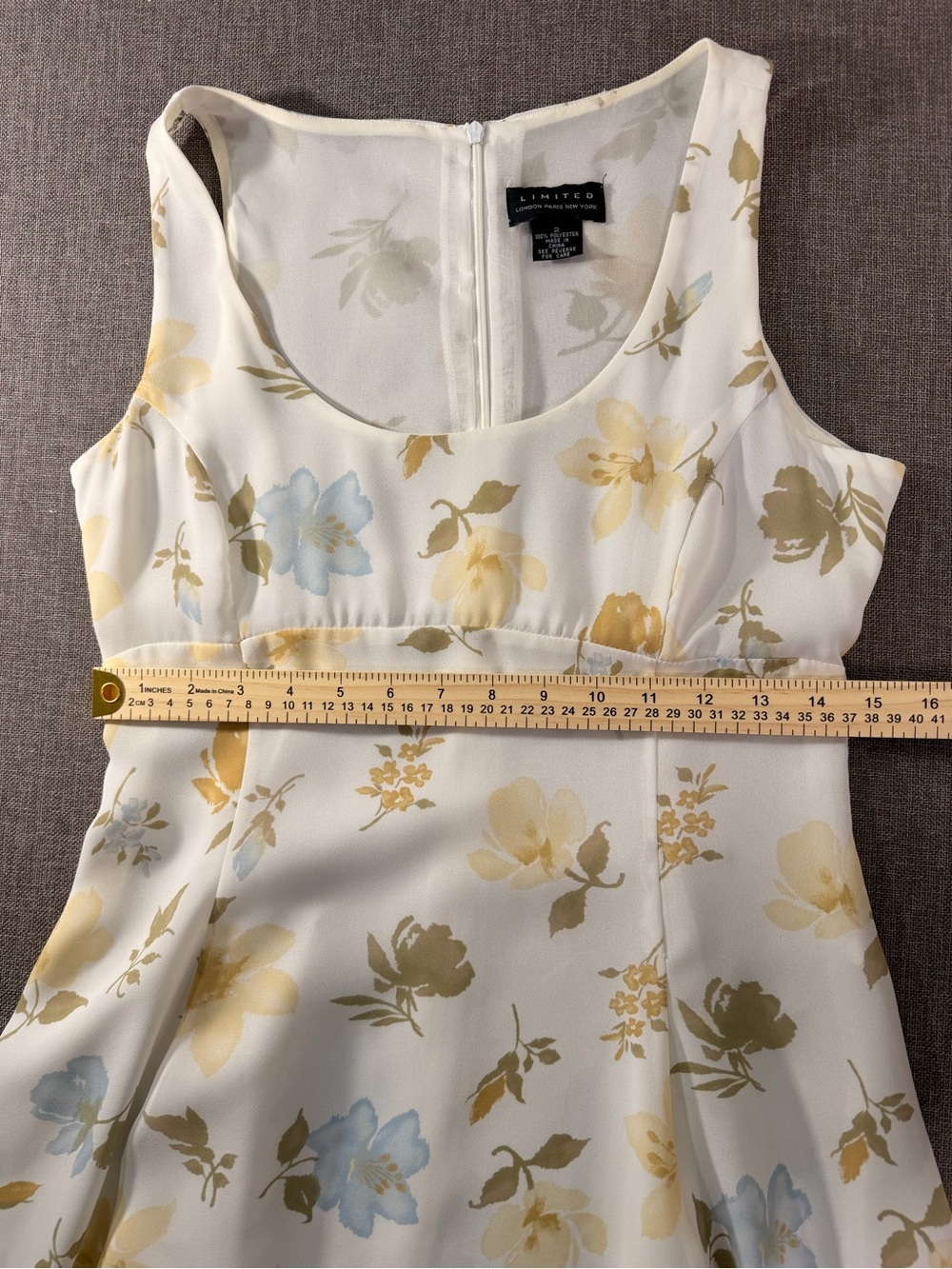 Sleeveless White Mini Dress with Yellow & Blue Floral Print - Picture 4 of 10